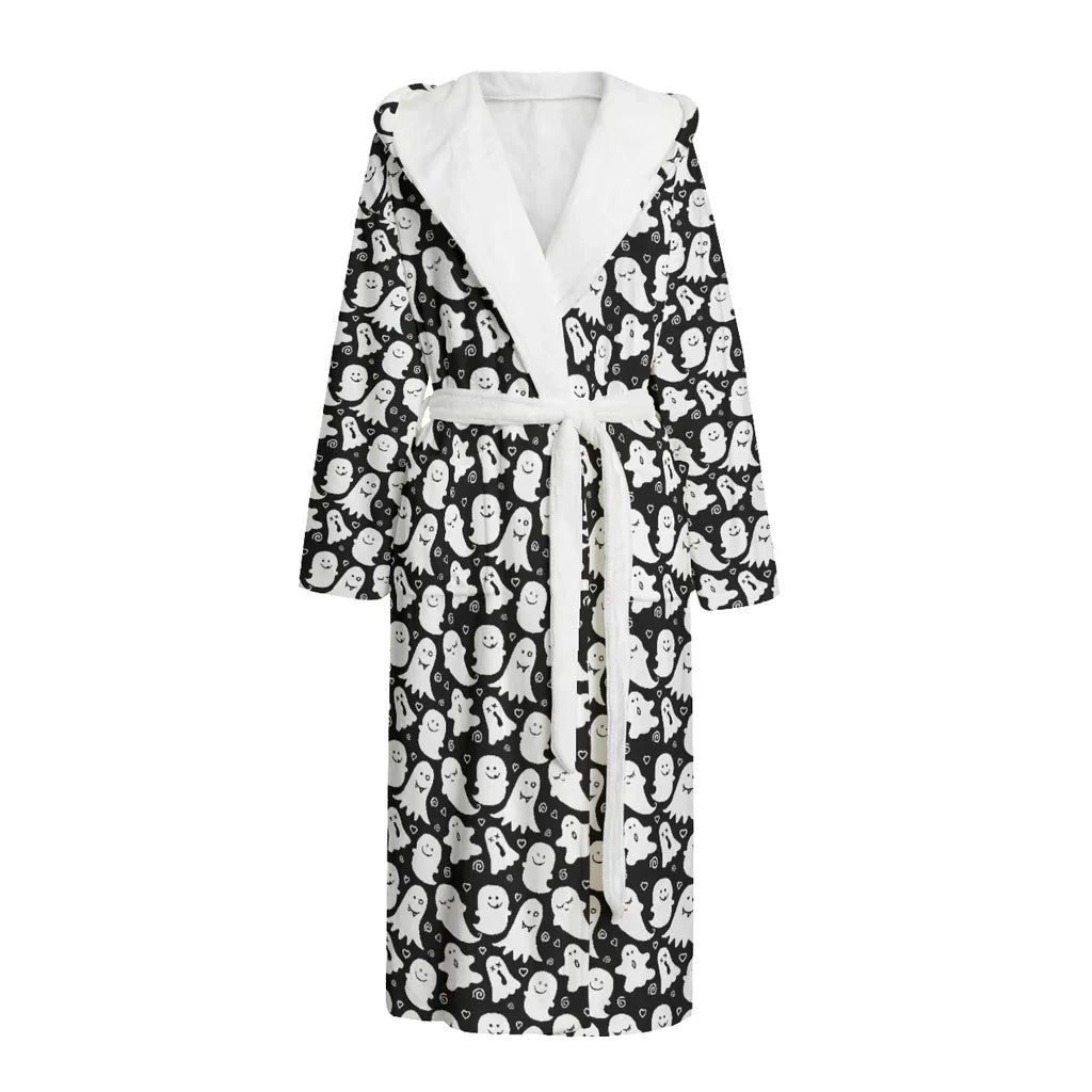 Black And White Cute Ghost Dressing Gown Pajamas,TS-L-890