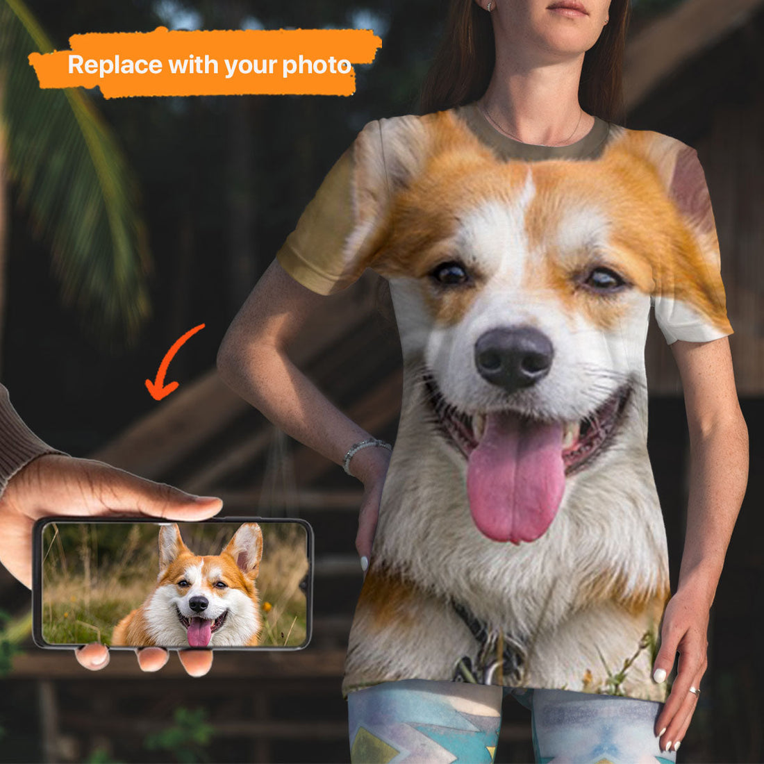 "Big-faced" Pet T-Shirt Customized Gift, Upload Dog Image,TS-WA-505