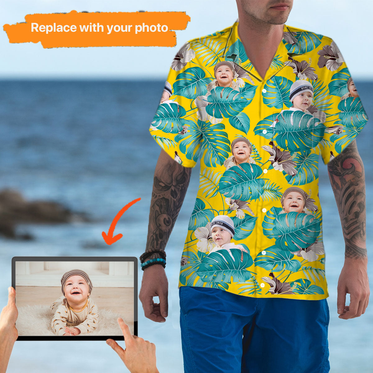 Family Photo Upload Personalized Gift Hawaiian Shirt,HS-MF-466