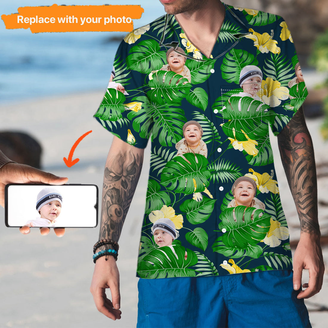 Family Photo Upload Personalized Gift Hawaiian Shirt,HS-MF-466