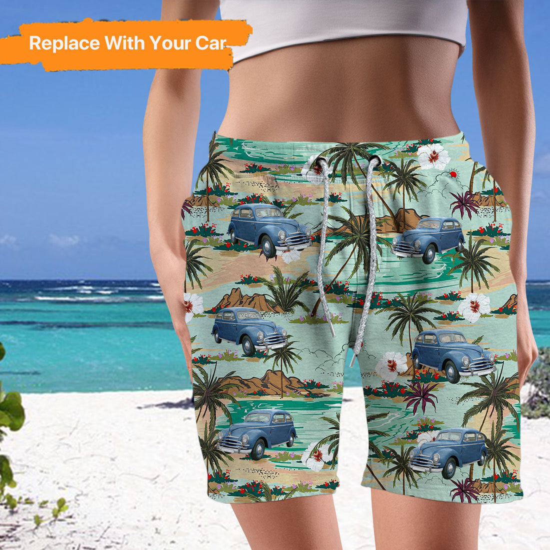 Customized Beach Short,Gift For Vintage Car Lovers,Image Upload,BS-R-510