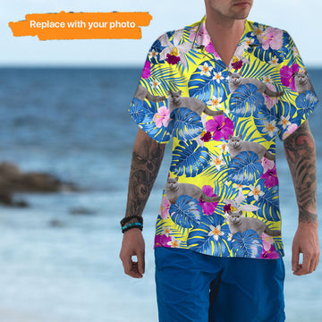 Cat's Dad Personalized Photo Upload Hawaiian Shirt For Gift,HS-MA-455