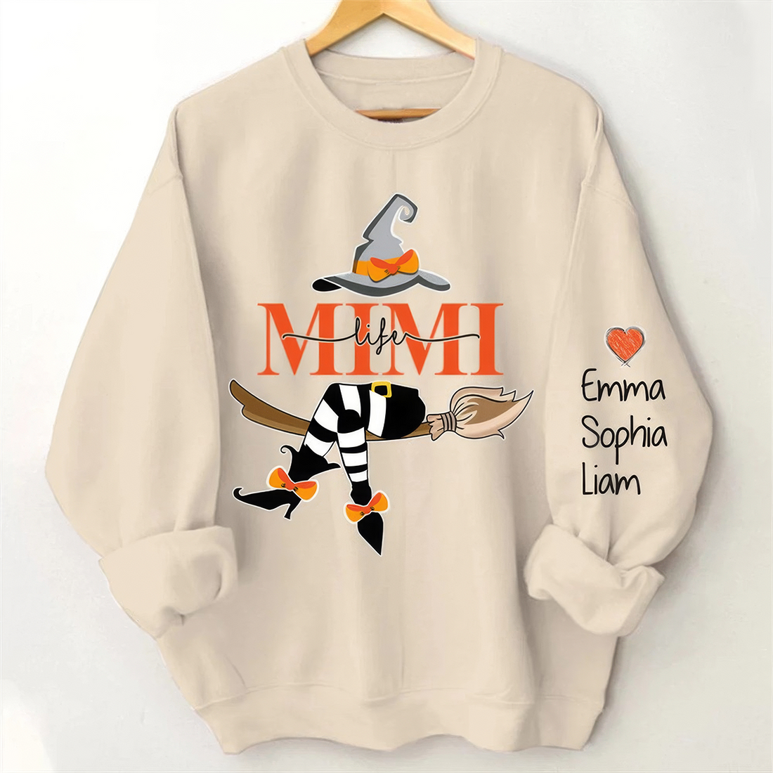 Custom Halloween MIMI Witch T-Shirt Crewneck Hoodie With Name On Sleeve,TS-L-860