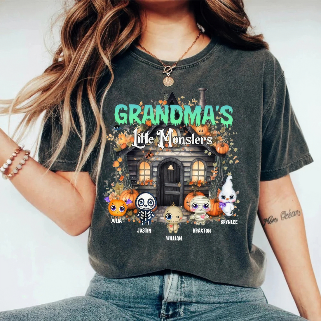 Custom Grandma Little Of Monsters T-Shirt,Crewneck,Hoodie For Gift,TS-L-861