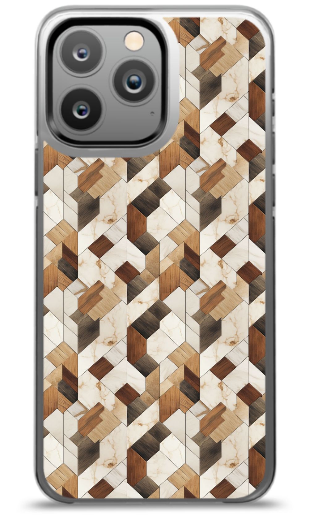 Geometric Wood Mosaic Phone Case