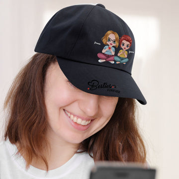 Besties Forever Personalized Black Hats,Friendship Hat For Gift,H-GS-566