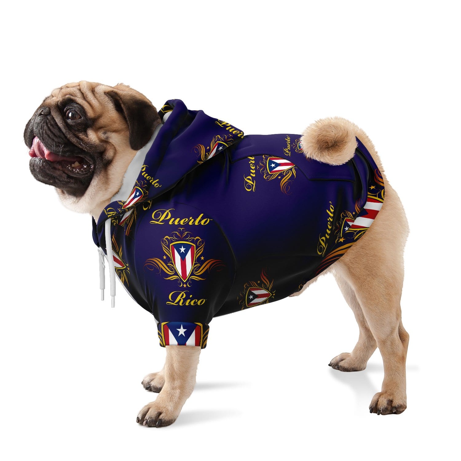 Dog Hoodie - Blue Modern Puerto Rican Crest Zip-Up