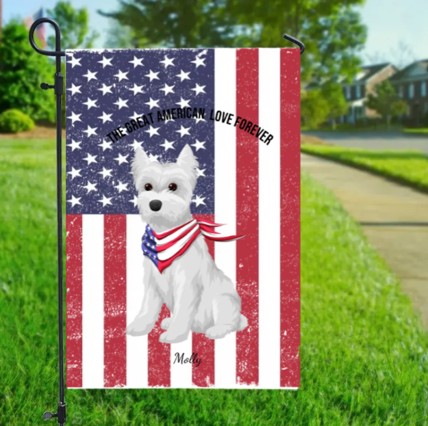 Garden Flag 4th Of July Happy Custom Dog Personalized Flag,JF-L-400