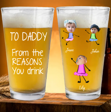 From The Reason You Drink Personalized Dad Beer Glass For Gift,Image Upload,C-MF-543