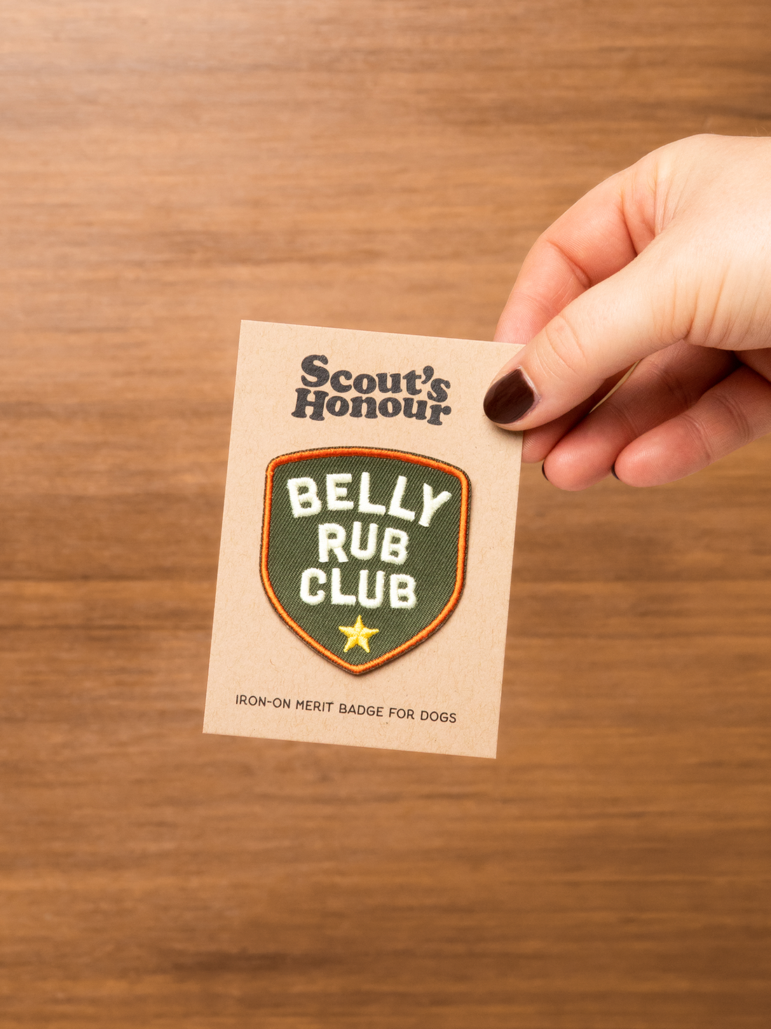 Belly Rub Club iron-on patch for pets