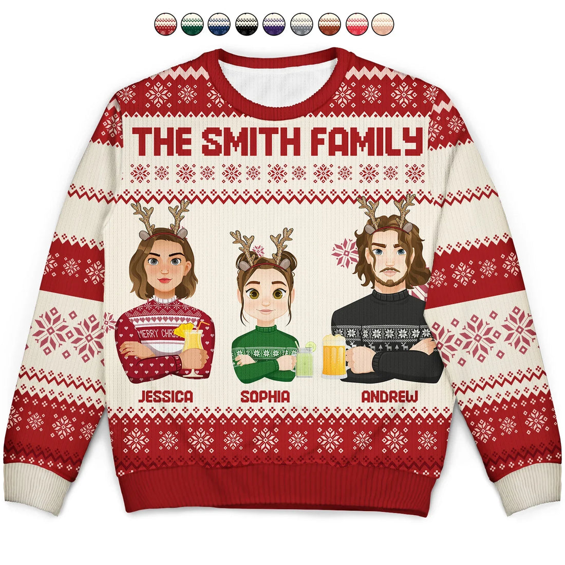 Flat Art-Christmas Gift For Family,Couple Personalized Unisex Ugly Sweater,TS-L-954