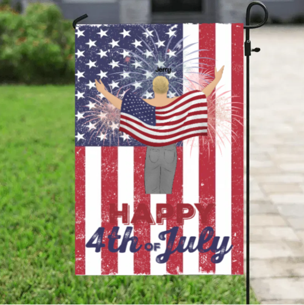 Garden Flag Happy Birthday America Personalized Flag,JF-L-403