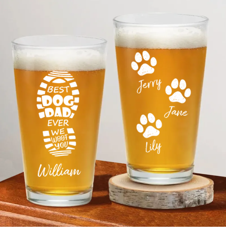 Customized Best Dog Dad Ever Beer Glass,Gift For Dog Lover,C-MA-539