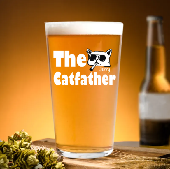 Customized Cat Father Beer Glass,Gift For Cat Lover,C-MA-540