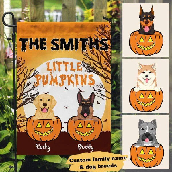 Adorable Halloween Little Pumpkins Dog Personalized Garden Flag,F-L-618